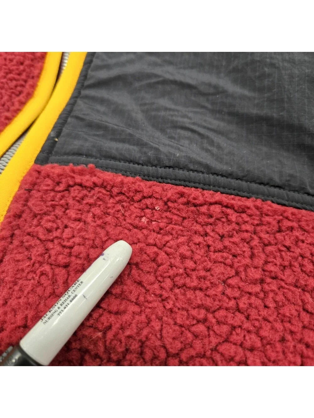 Men's LARGE Nike Air Jordan Full-Zip Black/Burgundy/Orange Sherpa Fleece Jacket